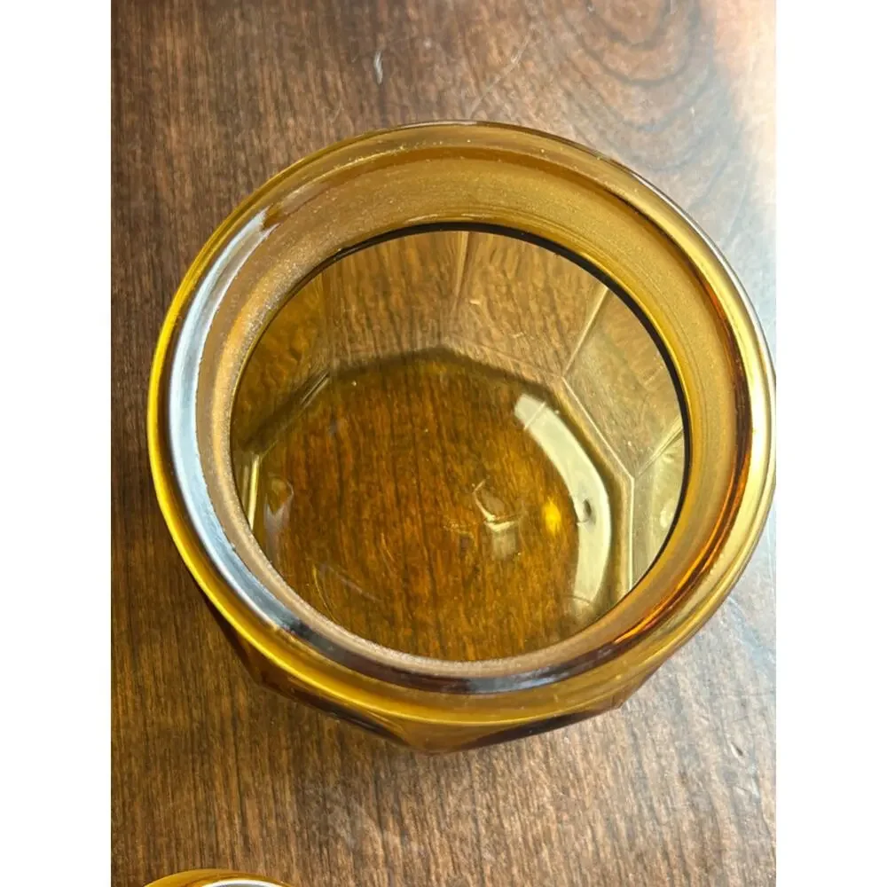 LE Smith Amber glass canisters jars 6 & 8 inch